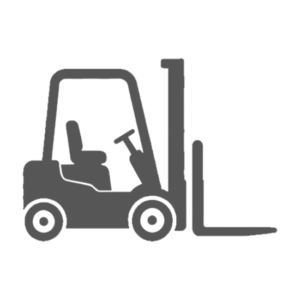 Icon of a counterbalance warehouse forklift with a vertical mast